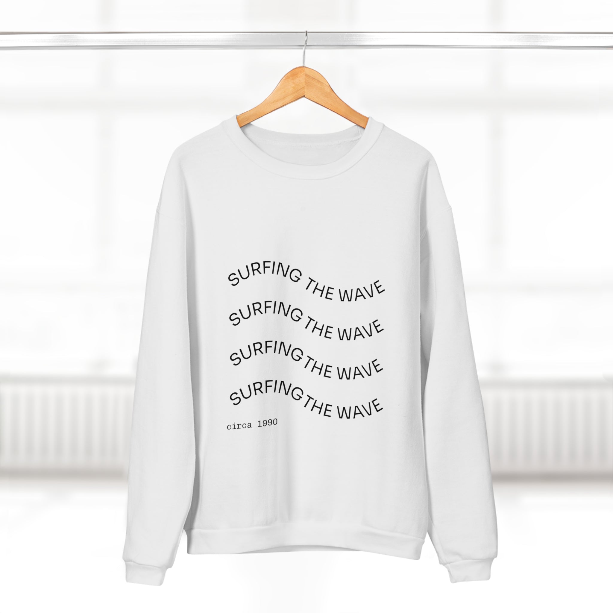 Surfing The Wave Crewneck Sweatshirt — Casual Surf-Inspired Crew