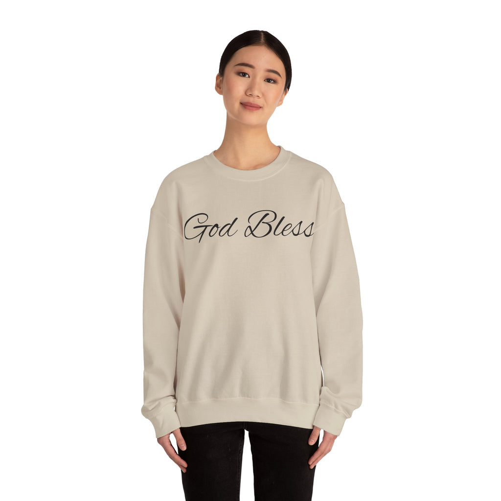God Bless Crewneck Sweatshirt — Faith-Inspired White Pullover